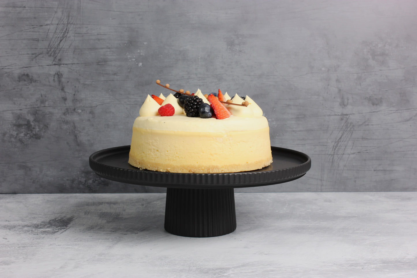 Matte Black Ceramic Footed Cake Stand - Size: 28cm