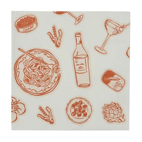 Taormina 20pk 3 Ply 33cm Napkin Red/Nude - Just A Pinch Co