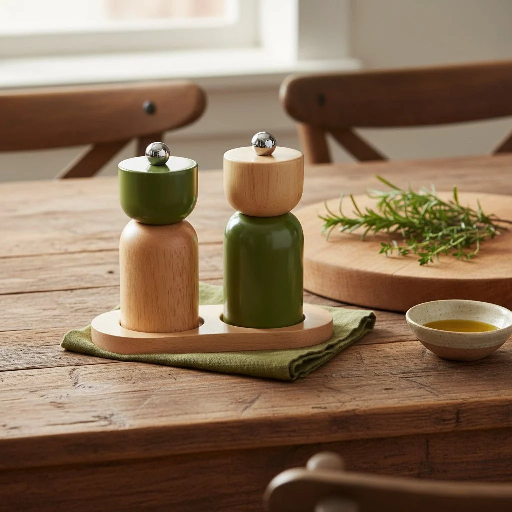Eta 3pc Wood S&P Set 15x7.5x12cm Olive - Just A Pinch Co