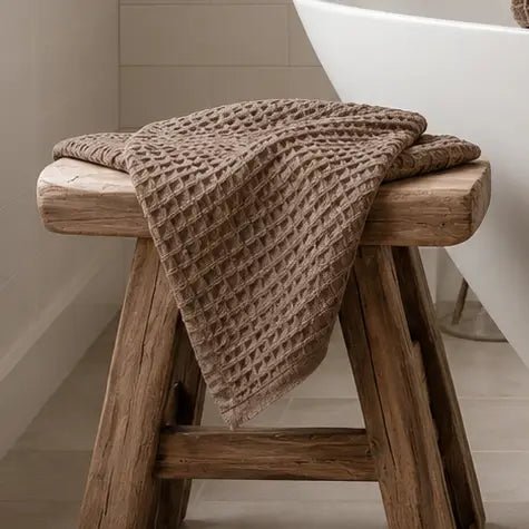 100% Organic Cotton Bamboo Waffle Standard Tea Towel - Milk Chocolate - Just A Pinch & Co