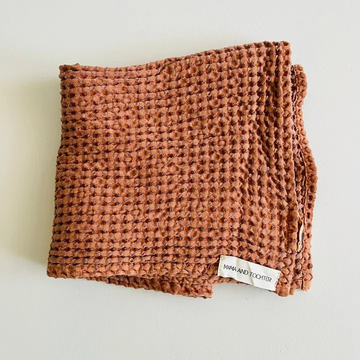 100% Organic Cotton Rustic Waffle Tea Towel - Terracotta