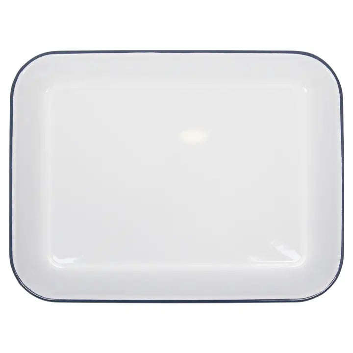 34cm X 26cm White Rectangle Enamel Baking Tray