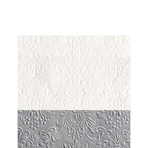 Ambiente - Paper Napkins - Pack of 15 - Cocktail Size - Elegance Dip Silver - Just A Pinch Co