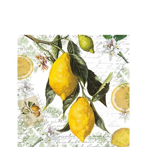 Ambiente - Paper Napkins - Pack of 20 - Cocktail Size - Lemon - Just A Pinch Co