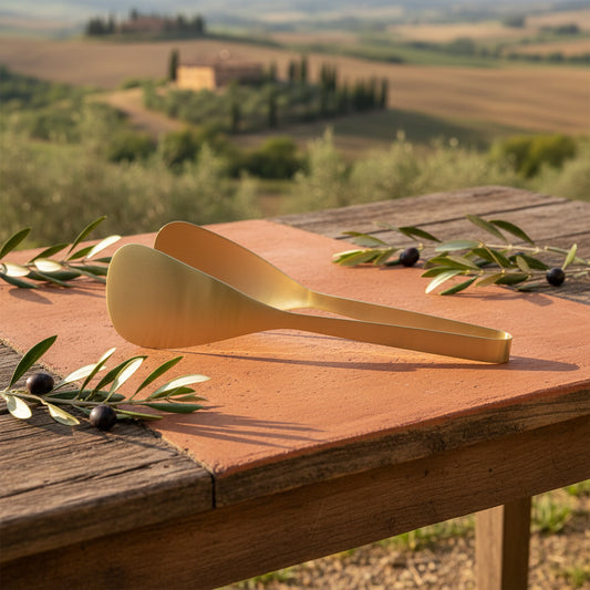 Auric S/Steel Tongs 25x4cm Gold - Just A Pinch Co