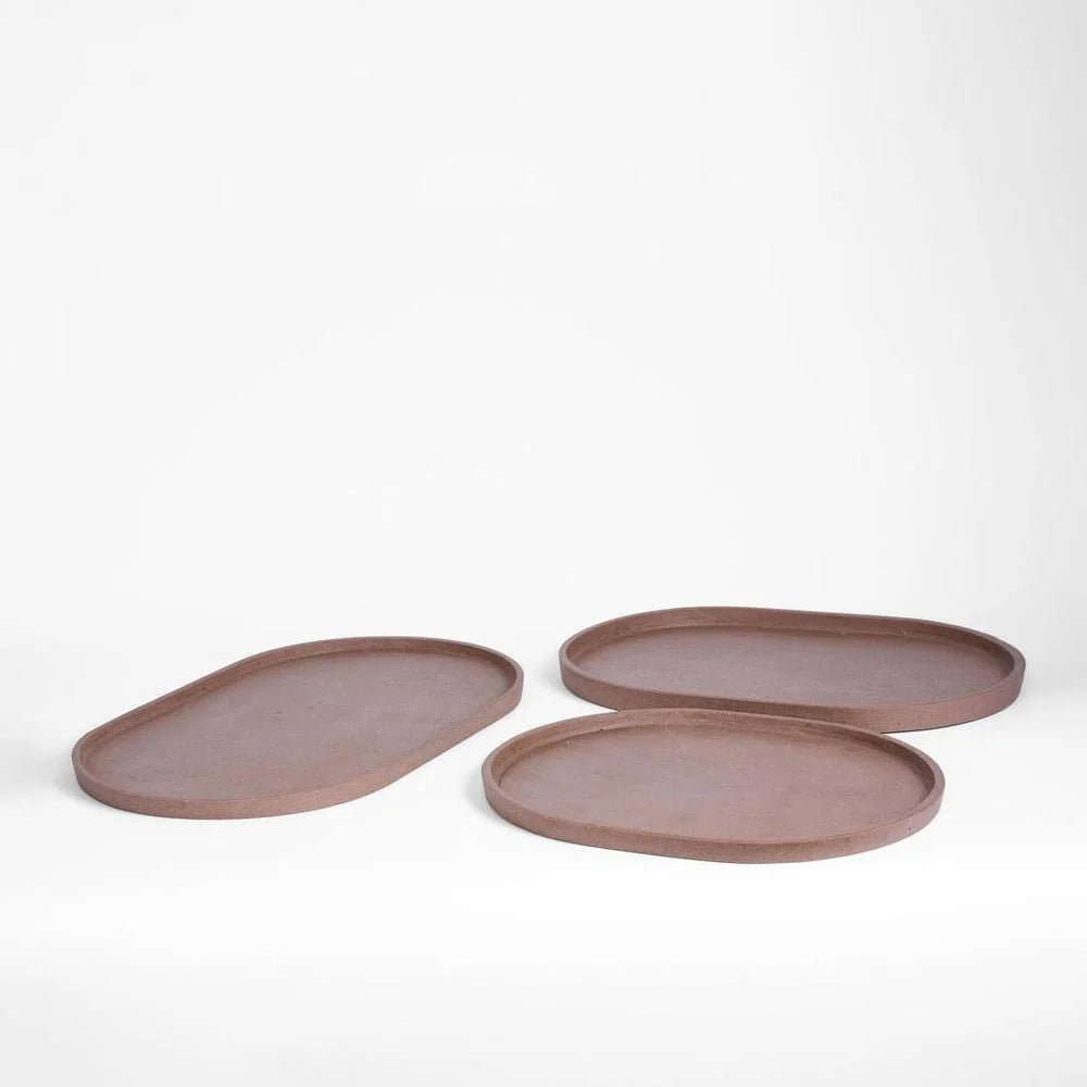 Esher Oval Platter Set Of 3 Clay - Just A Pinch Co