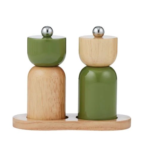 Eta 3pc Wood S&P Set 15x7.5x12cm Olive - Just A Pinch Co