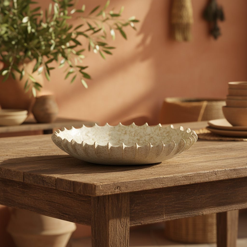 Gaia Ceramic Platter 37x6.5cm Natural - Just A Pinch Co