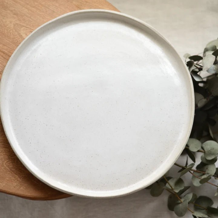 KW Cake serving platter - White on Stone - Just A Pinch Co