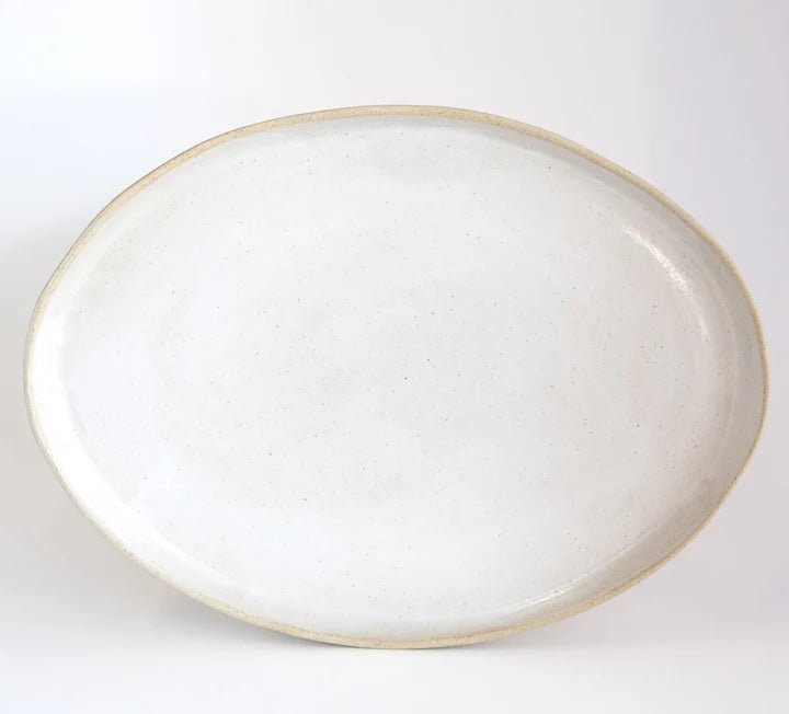 KW Oval platter - White on Stone - Just A Pinch Co