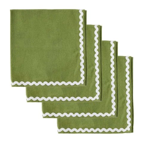 Orla S/4 Cotton Napkins 40cm Olive/Ivory - Just A Pinch Co