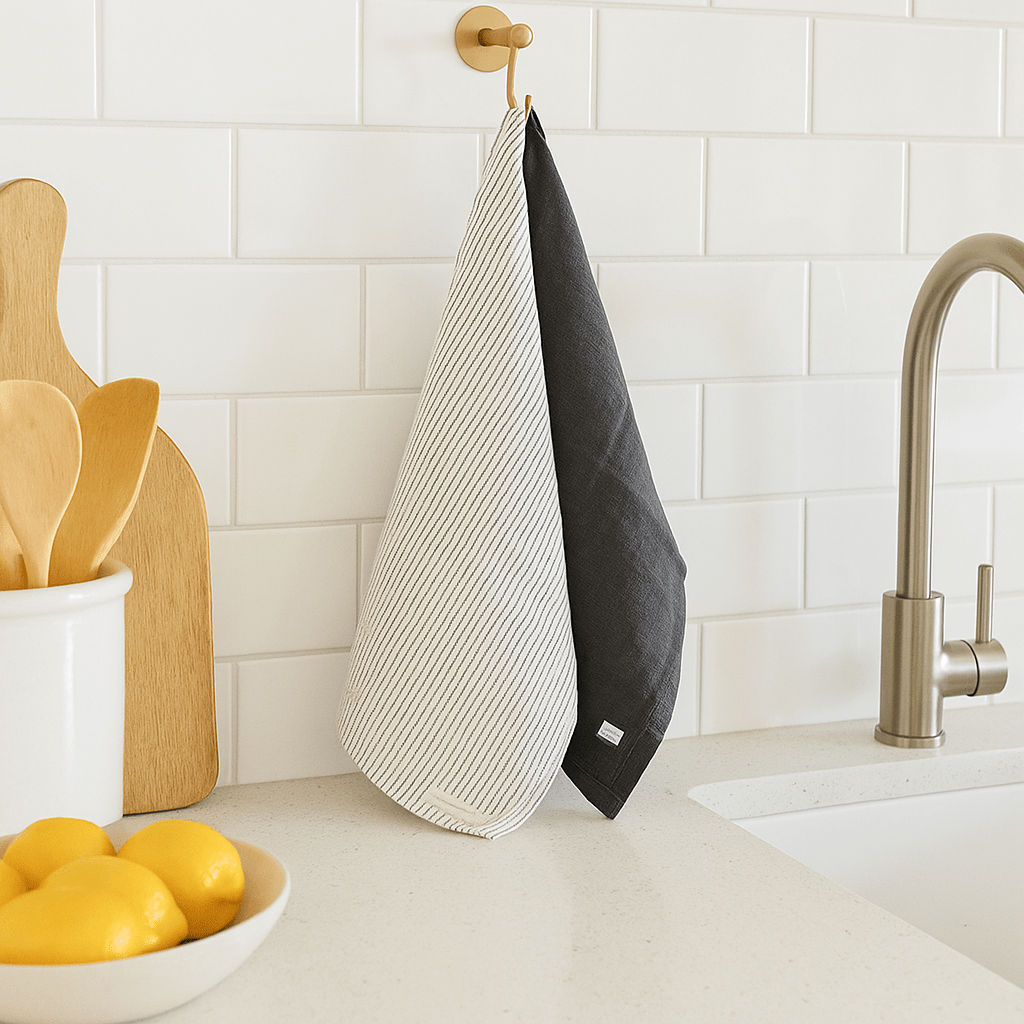 Pure French Linen Tea Towel - Dark Charcoal - Just A Pinch & Co