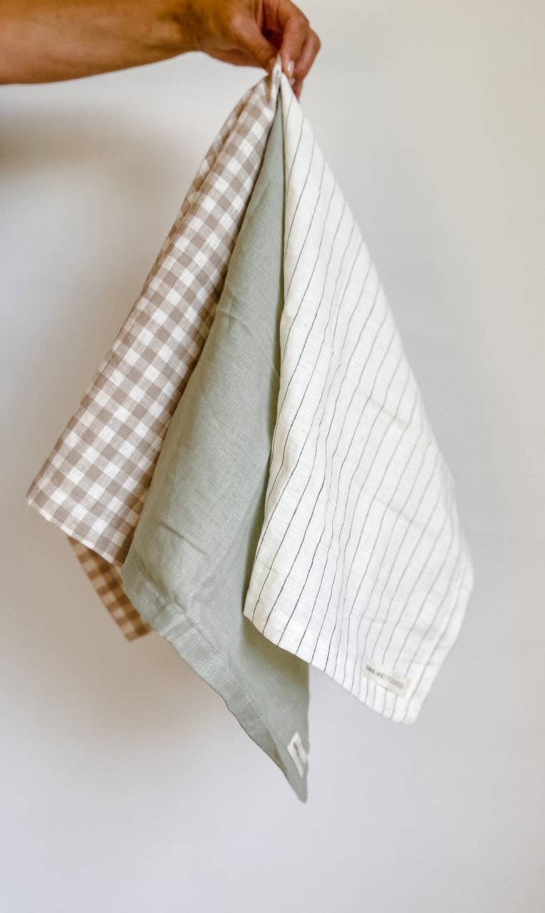 Pure French Linen Tea Towel - Gingham - Just A Pinch & Co