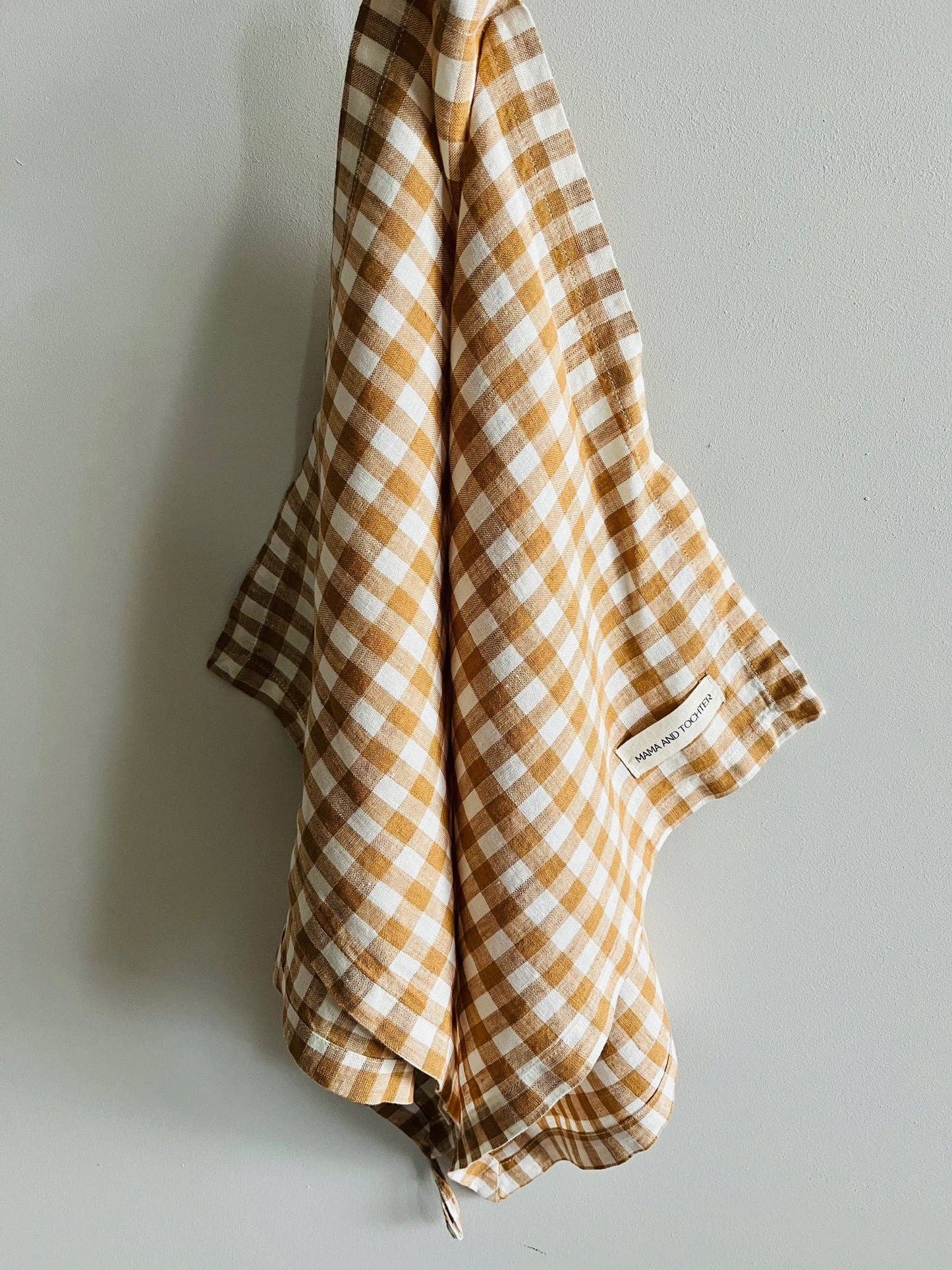 Pure French Linen Tea Towel - Toffee Gingham Small - Just A Pinch & Co