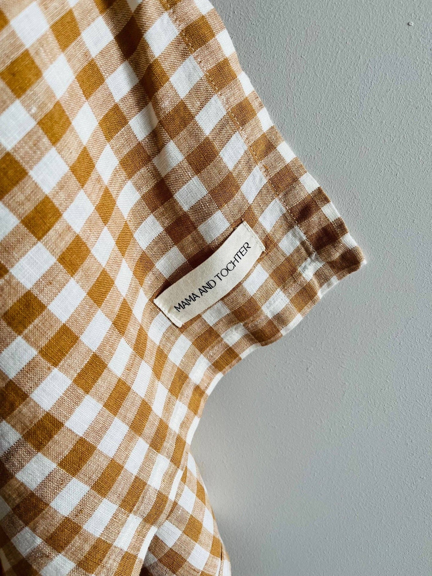 Pure French Linen Tea Towel - Toffee Gingham Small - Just A Pinch & Co