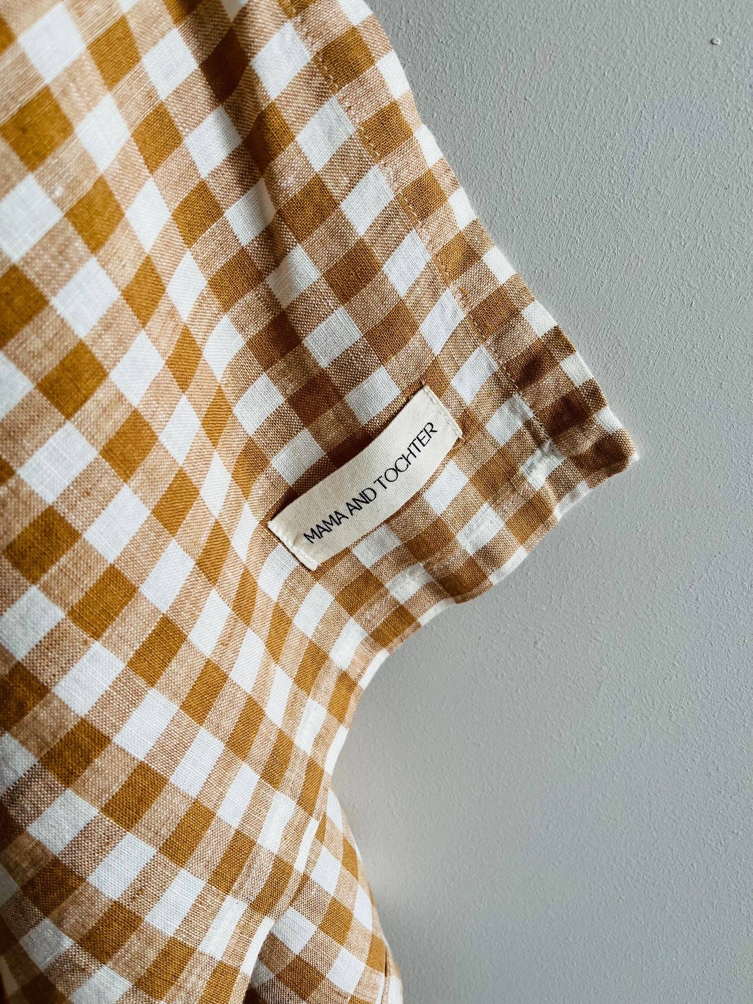 Pure French Linen Tea Towel - Toffee Gingham Small - Just A Pinch & Co