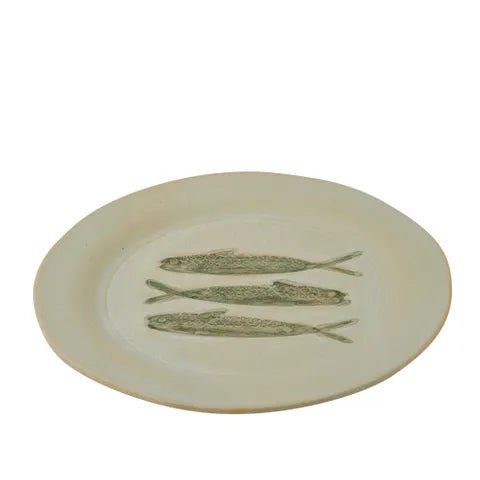 Riva Round Cer Plate 27.5cm Ivory/Green - Just A Pinch Co