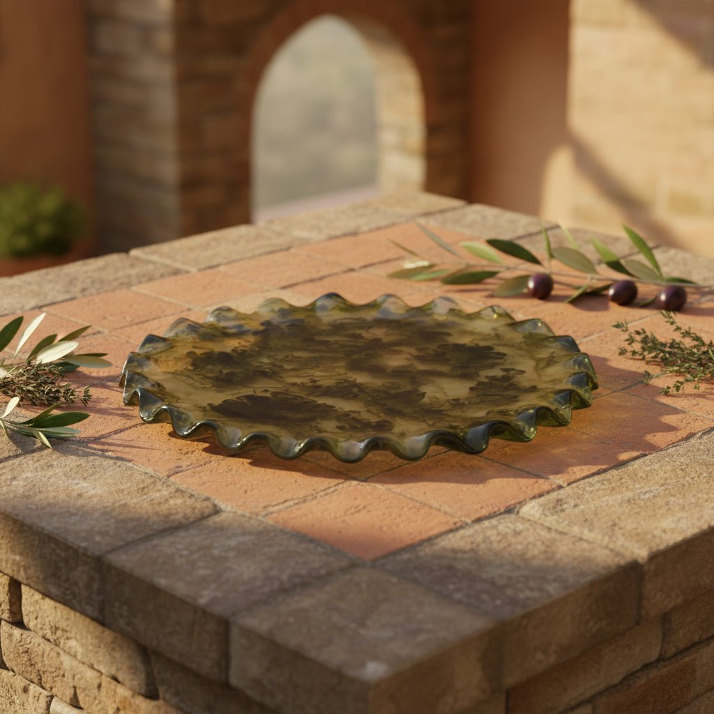 Ruby Resin Platter 28cm Pesto - Just A Pinch Co