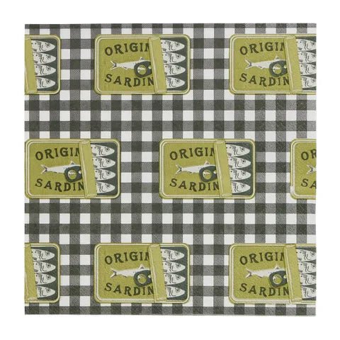 Sardine 20pk 3 Ply 33cm Napkin Blk/Olive - Just A Pinch Co