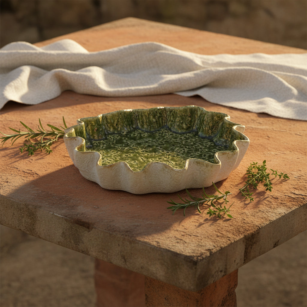 Urna Ceramic Dish 30x30x3.5cm Olive - Just A Pinch Co